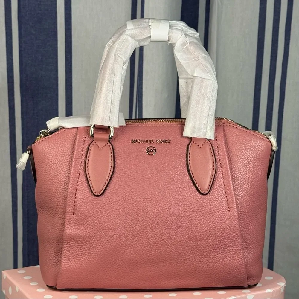 Michael Kors Sienna Medium Messenger, Rose, Pebbled Leather Satchel